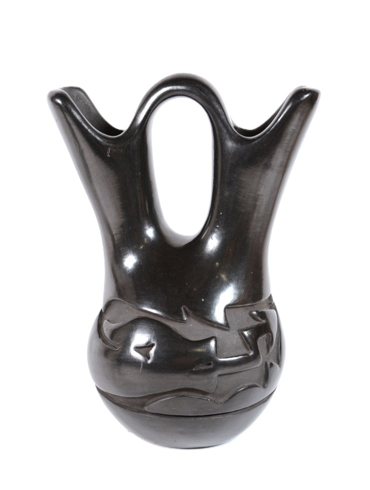 Santa Clara Pueblo Black Wedding Vase Pottery By Mida Tafoya