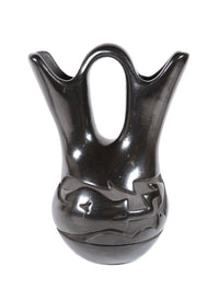 Santa Clara Pueblo Black Wedding Vase Pottery By Mida Tafoya