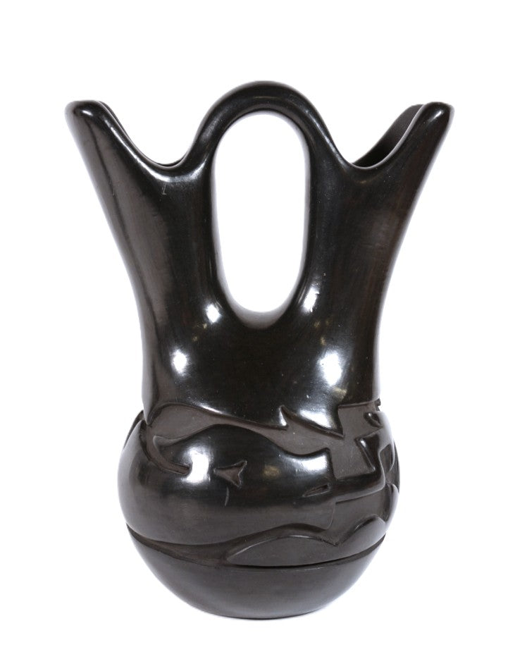 Santa Clara Pueblo Black Wedding Vase Pottery By Mida Tafoya