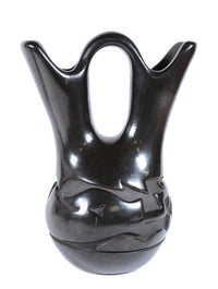 Santa Clara Pueblo Black Wedding Vase Pottery By Mida Tafoya