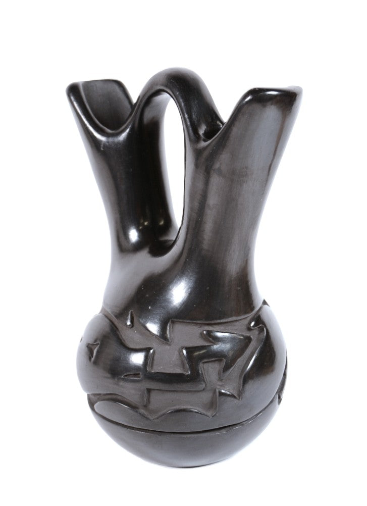 Santa Clara Pueblo Black Wedding Vase Pottery By Mida Tafoya