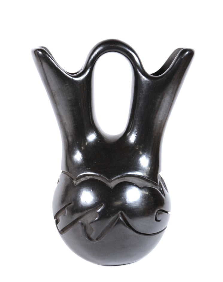 Santa Clara Pueblo Black Wedding Vase Pottery By Mida Tafoya