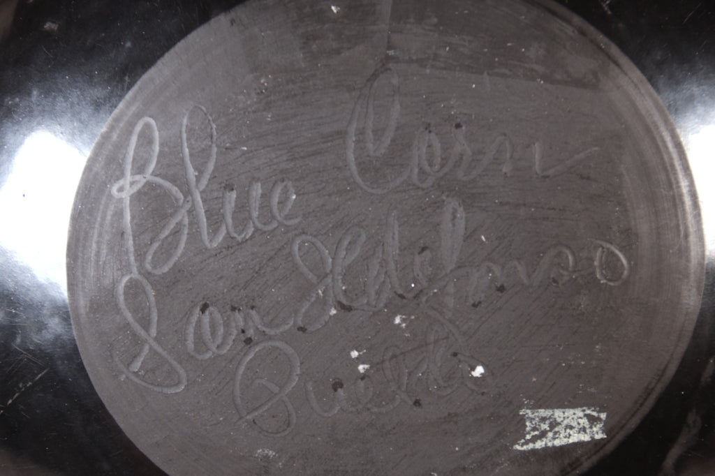San Ildefonso Pueblo Black Pottery Plate By Blue Corn