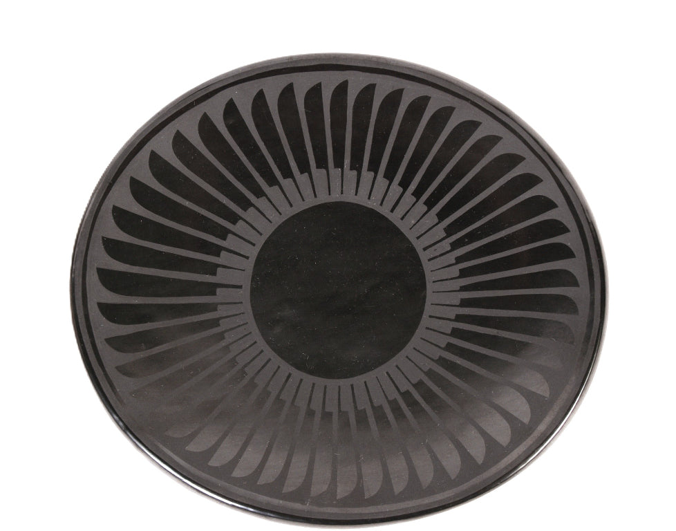 San Ildefonso Pueblo Black Pottery Plate By Blue Corn