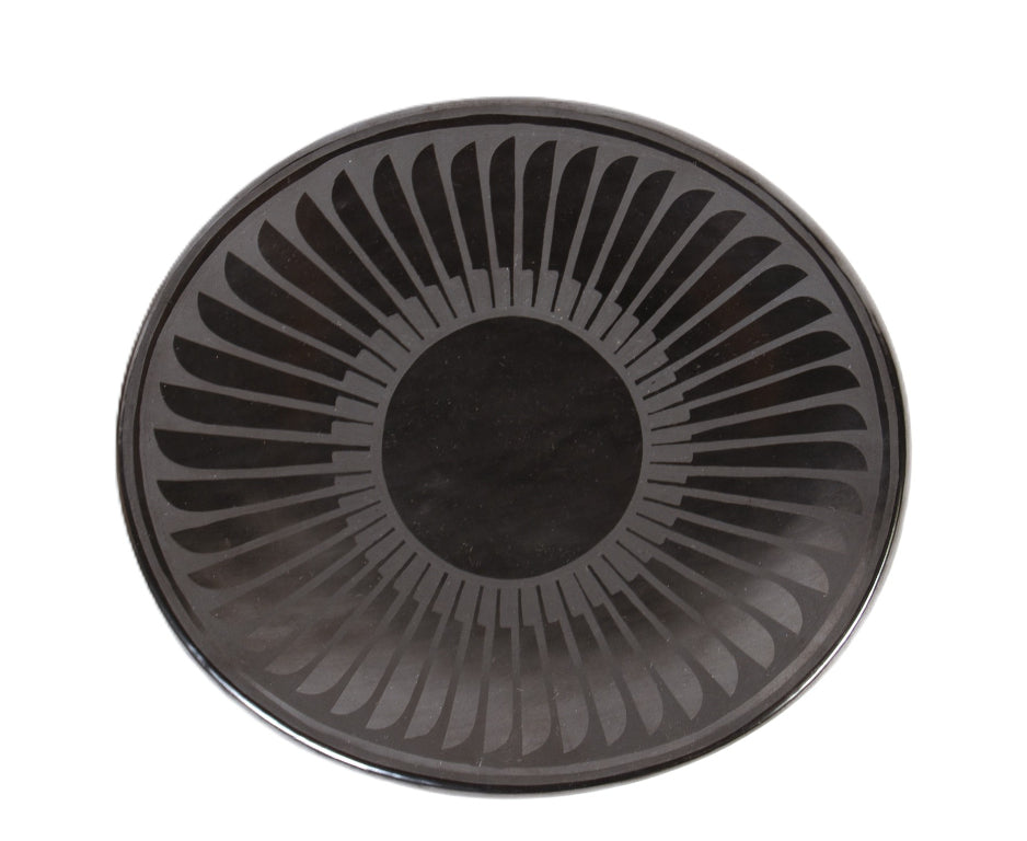 San Ildefonso Pueblo Black Pottery Plate By Blue Corn