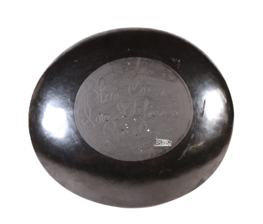 San Ildefonso Pueblo Black Pottery Plate By Blue Corn