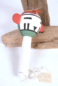 Hopi Pueblo White Sunface and Frog Kachina Doll Rattle