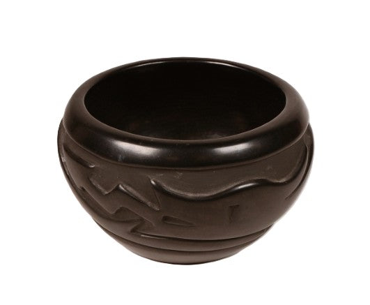 Santa Clara Pueblo Carved Black Pottery By Florence Browning