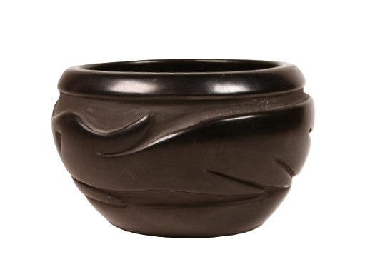 Santa Clara Pueblo Carved Black Pottery By Florence Browning