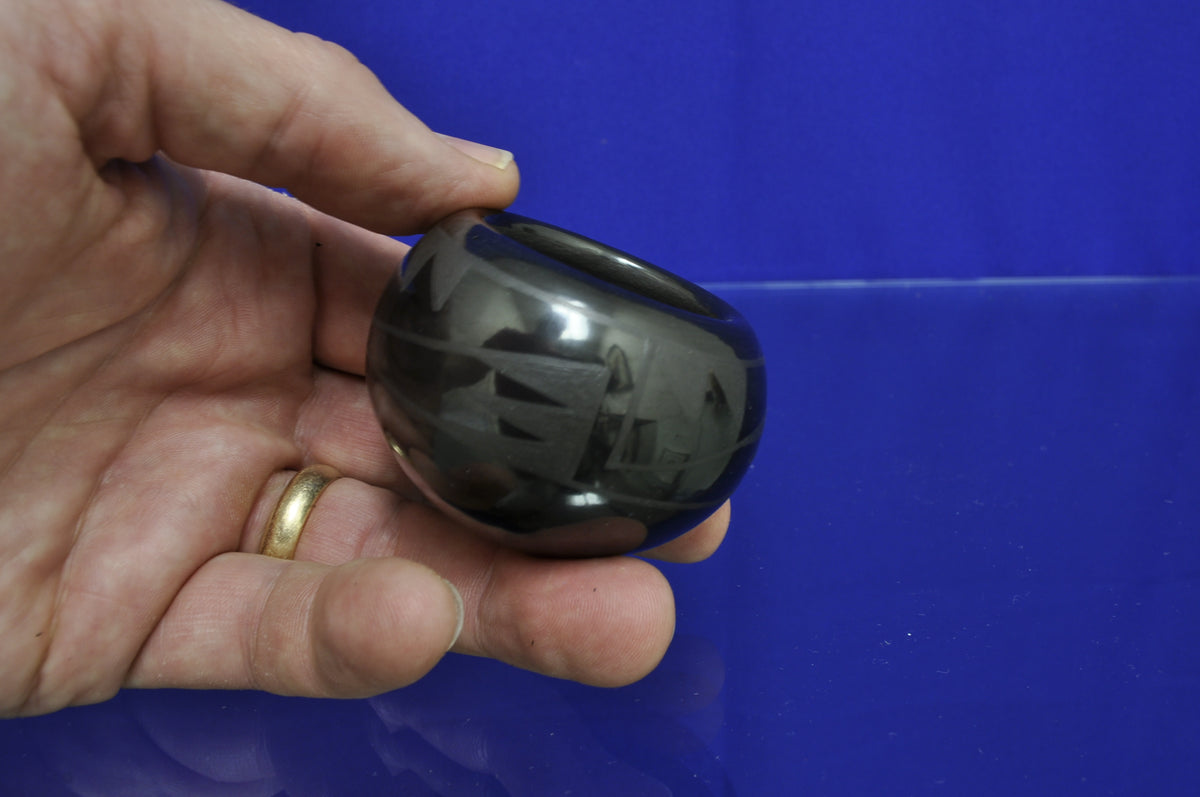 Small Black San Ildefonso Pottery Jar by Pauline Martinez (1950-)