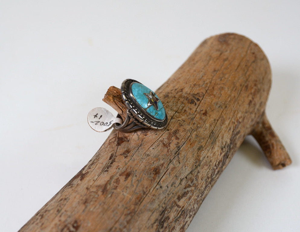 Navajo Turquoise Ring with Star Size: 7