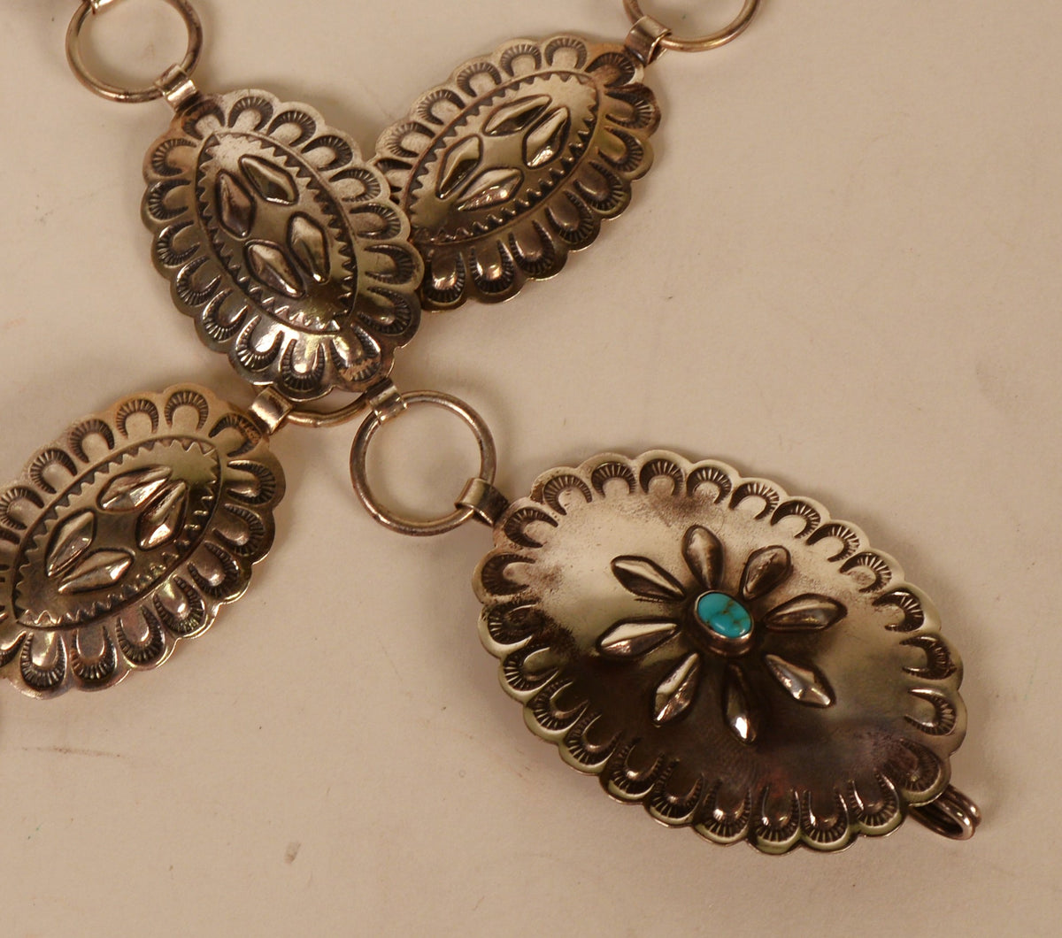 Navajo Link Sterling Silver Concho Belt - CG Wallace Family Collection