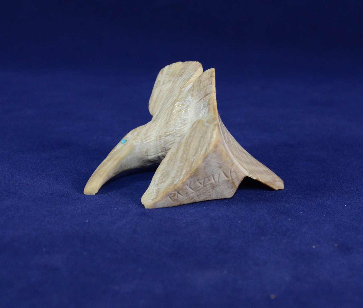 Zuni fetish carving: Serpentine Hummingbird