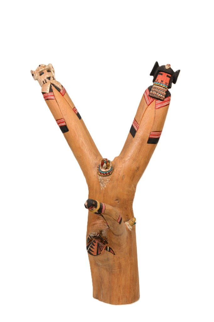 Hopi Kachina Three Figure Sculpture By Preston Duwenie