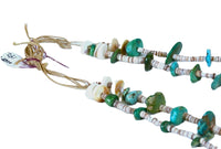 Navajo Two Strand Shell and Turquoise Tab Necklace