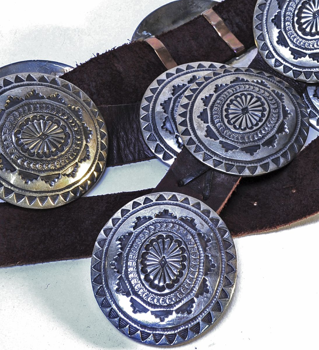 Navajo Sterling Silver Concho Belt by Leonard Maloney