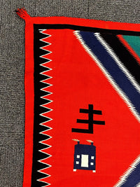 Navajo Pictorial Blanket with houses or Trains ; Early Germantown Blanket