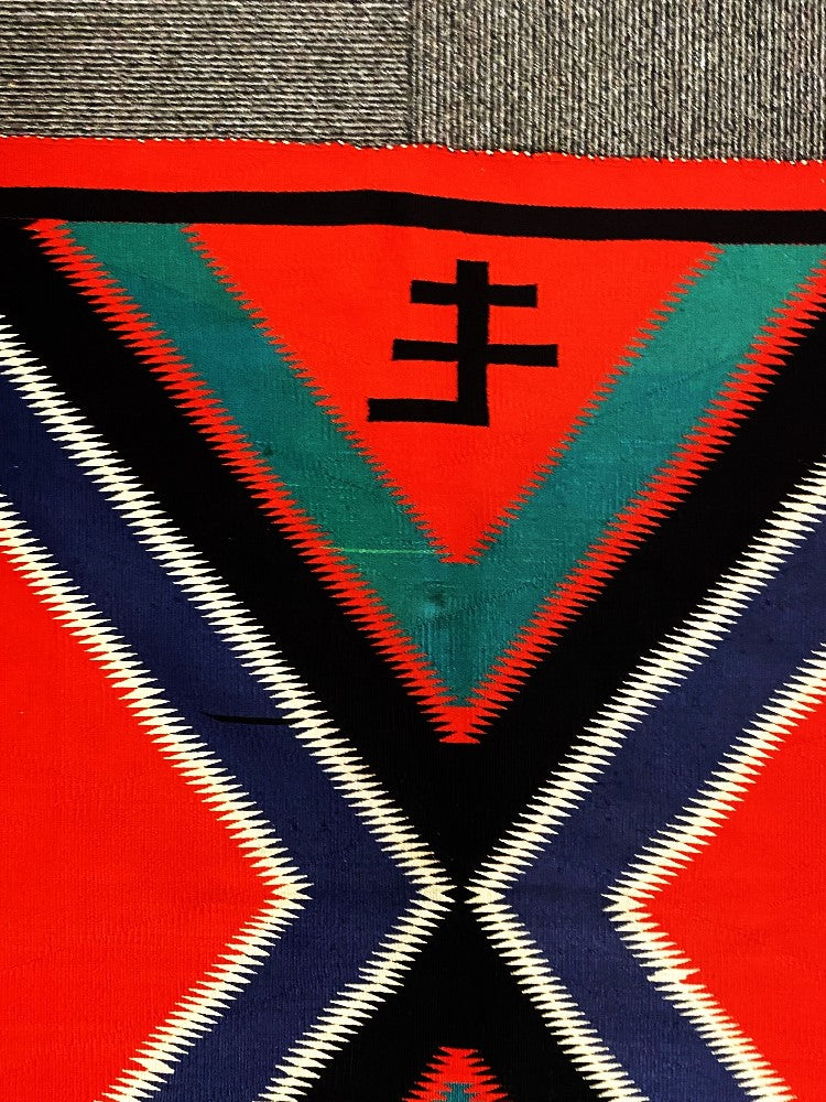 Navajo Pictorial Blanket with houses or Trains ; Early Germantown Blanket
