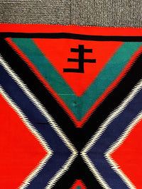 Navajo Pictorial Blanket with houses or Trains ; Early Germantown Blanket