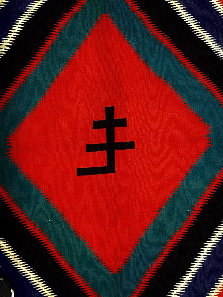 Navajo Pictorial Blanket with houses or Trains ; Early Germantown Blanket