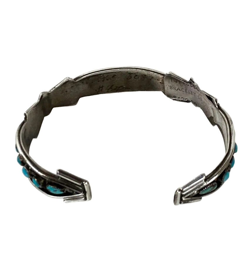 Zuni Petite Point and Tear Drop Turquoise and Sterling Silver Bracelet