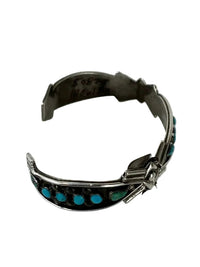 Zuni Petite Point and Tear Drop Turquoise and Sterling Silver Bracelet