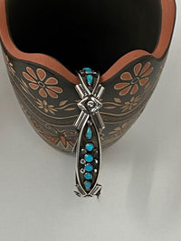 Zuni Petite Point and Tear Drop Turquoise and Sterling Silver Bracelet