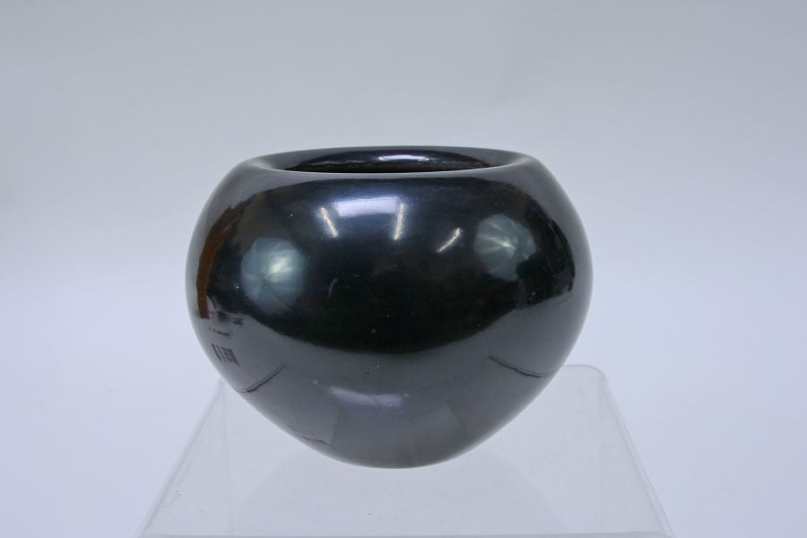 Santa Clara Painted Black pottery by Elaine Salazar 3 1/2" x 3"
