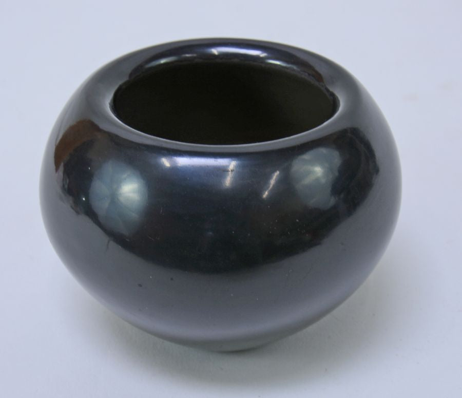 Santa Clara Painted Black pottery by Elaine Salazar 3 1/2" x 3"