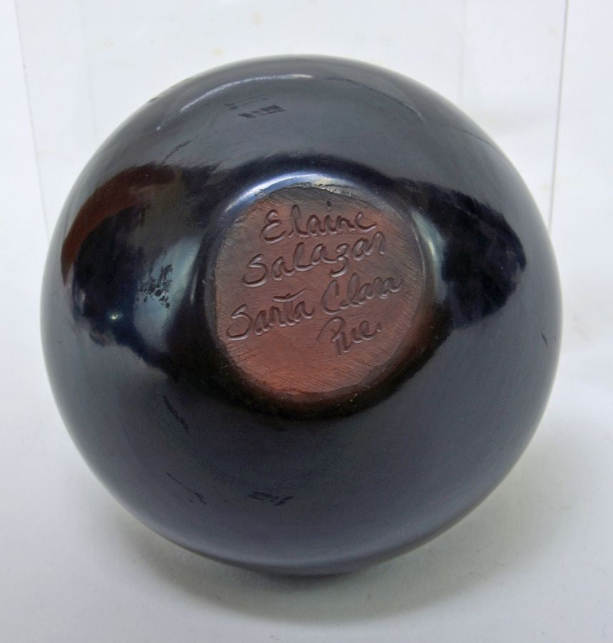 Santa Clara Painted Black pottery by Elaine Salazar 3 1/2" x 3"