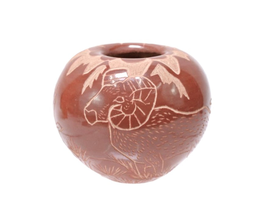 Jemez Pueblo Carved Red Pottery By V.W.