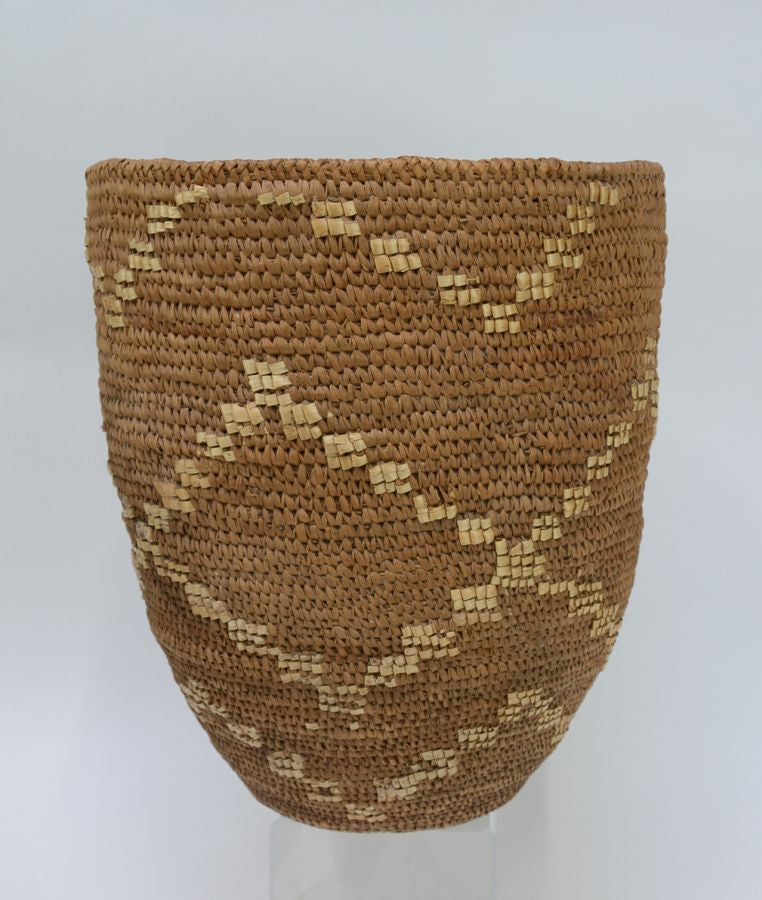 Large Salish Burden Basket with leather thong