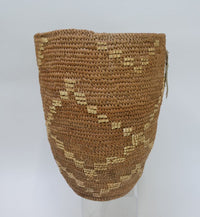 Large Salish Burden Basket with leather thong