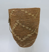 Large Salish Burden Basket with leather thong