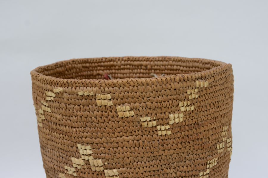 Large Salish Burden Basket with leather thong