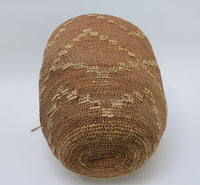 Large Salish Burden Basket with leather thong