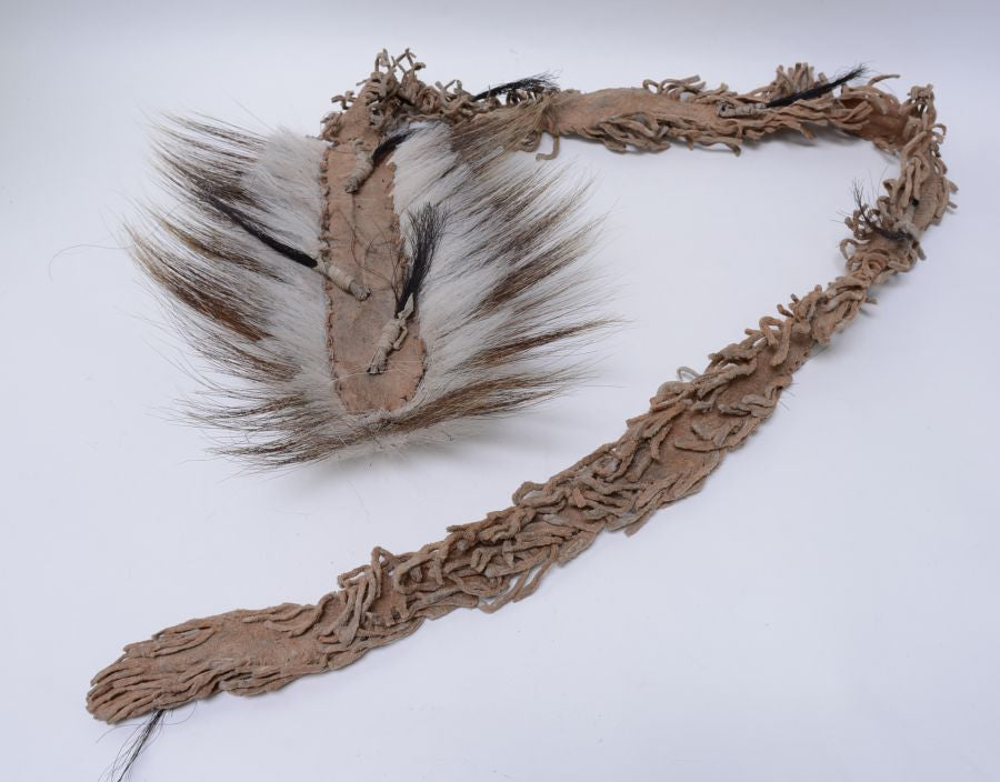 Woodland Cree ( Canadian ) head roach, Buffalo hide,  19th Century