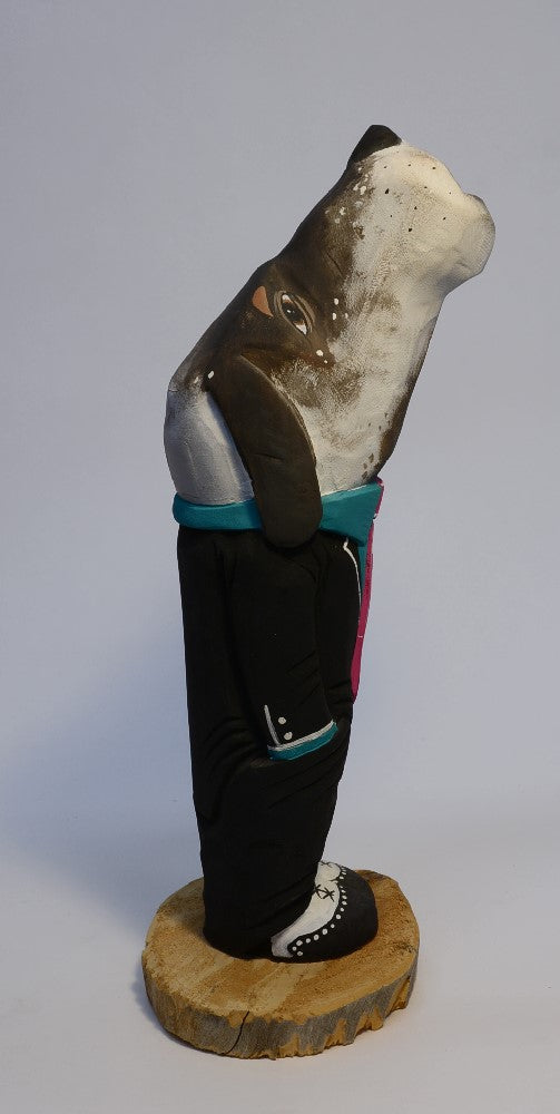 Navajo Large Howling Dog Folk Art Doll By Harrison Juan