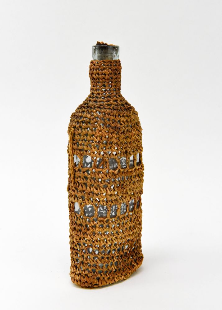 Antique Olympic Peninsula Basket covered bottle, Quinault / Makah