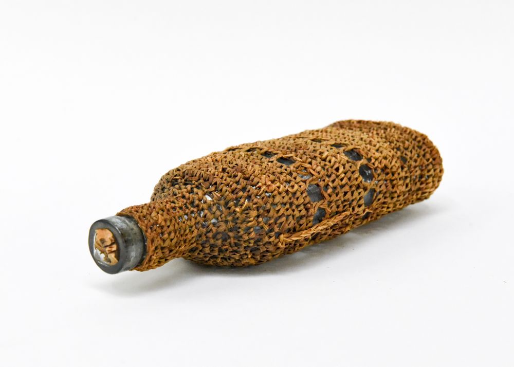 Antique Olympic Peninsula Basket covered bottle, Quinault / Makah