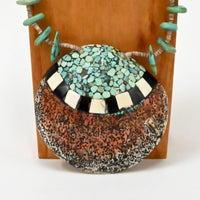 Large Santo Domingo Inlaid Shell with Turquoise Tab and Heishi Necklace