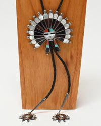 Large Vintage Zuni Sun Face Bolo Tie