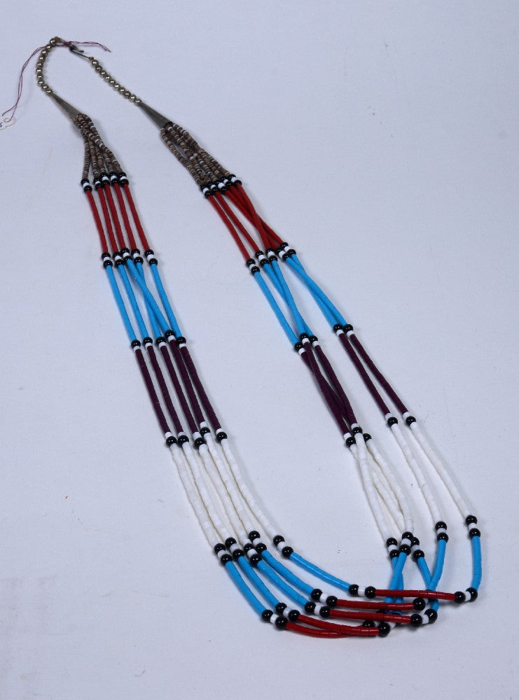 Navajo or Santo Domingo Beaded 5 Strand Multi-Colored Necklace