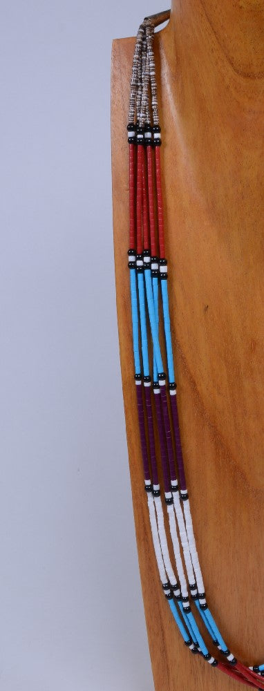 Navajo or Santo Domingo Beaded 5 Strand Multi-Colored Necklace