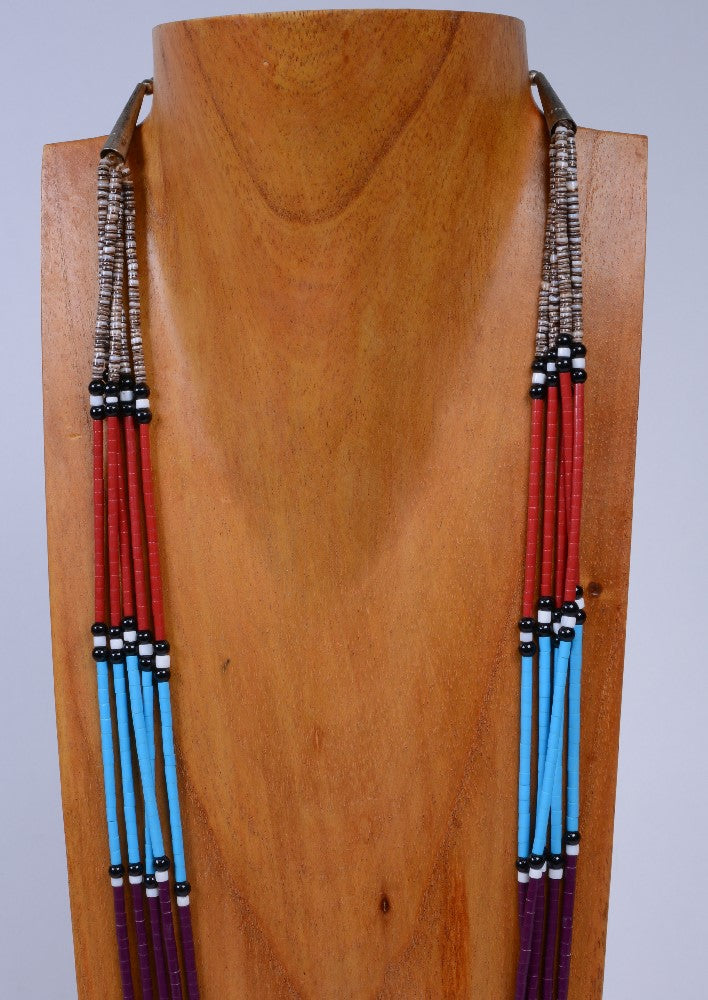 Navajo or Santo Domingo Beaded 5 Strand Multi-Colored Necklace