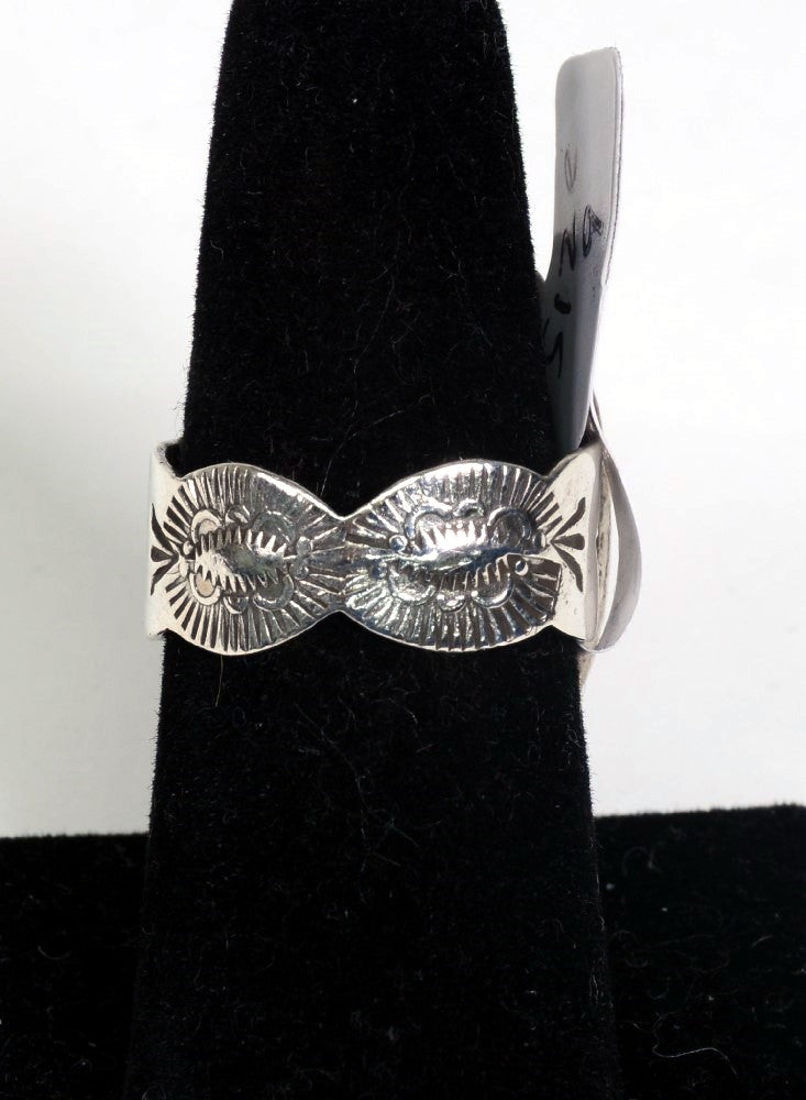 Navajo Sterling Silver Ring with deep green Turquoise setting Size 9