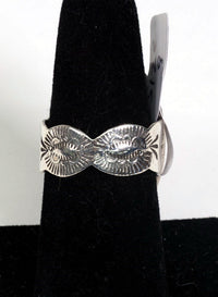 Navajo Sterling Silver Ring with deep green Turquoise setting Size 9