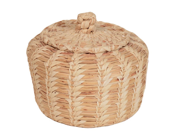 Papago Split Stitch Lidded Canister Basket