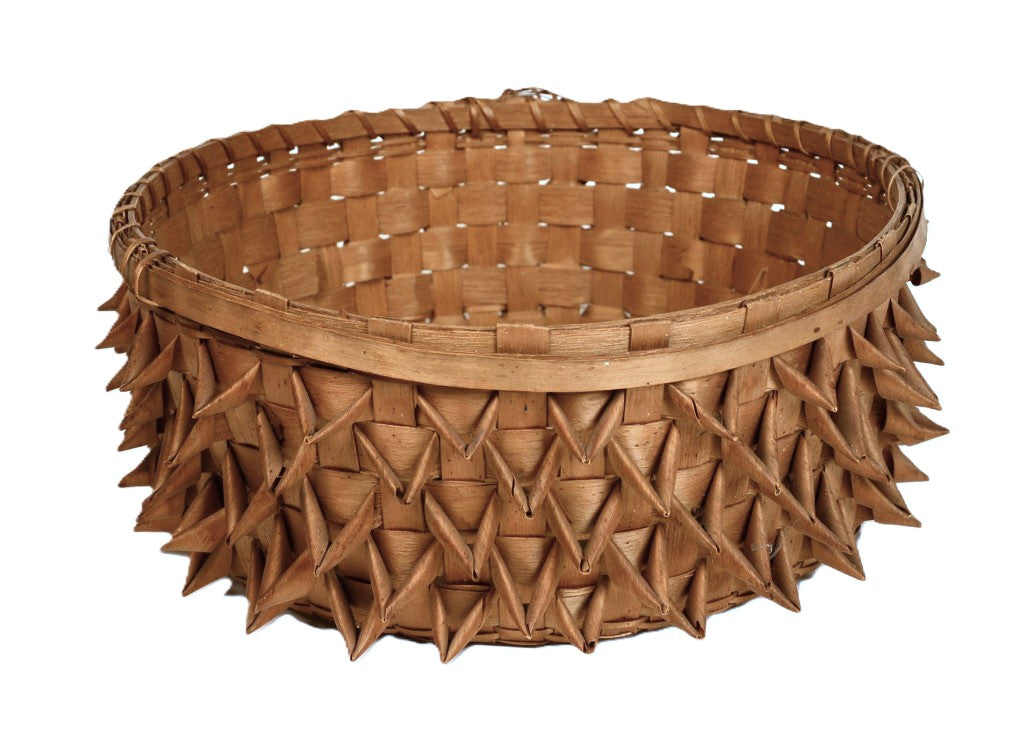 Miliseet Dark Curled Weave Basket with Porcupine Stitch
