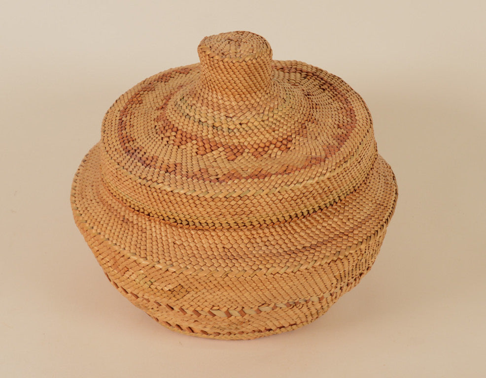Makah or Nootka, Large Lidded Basket